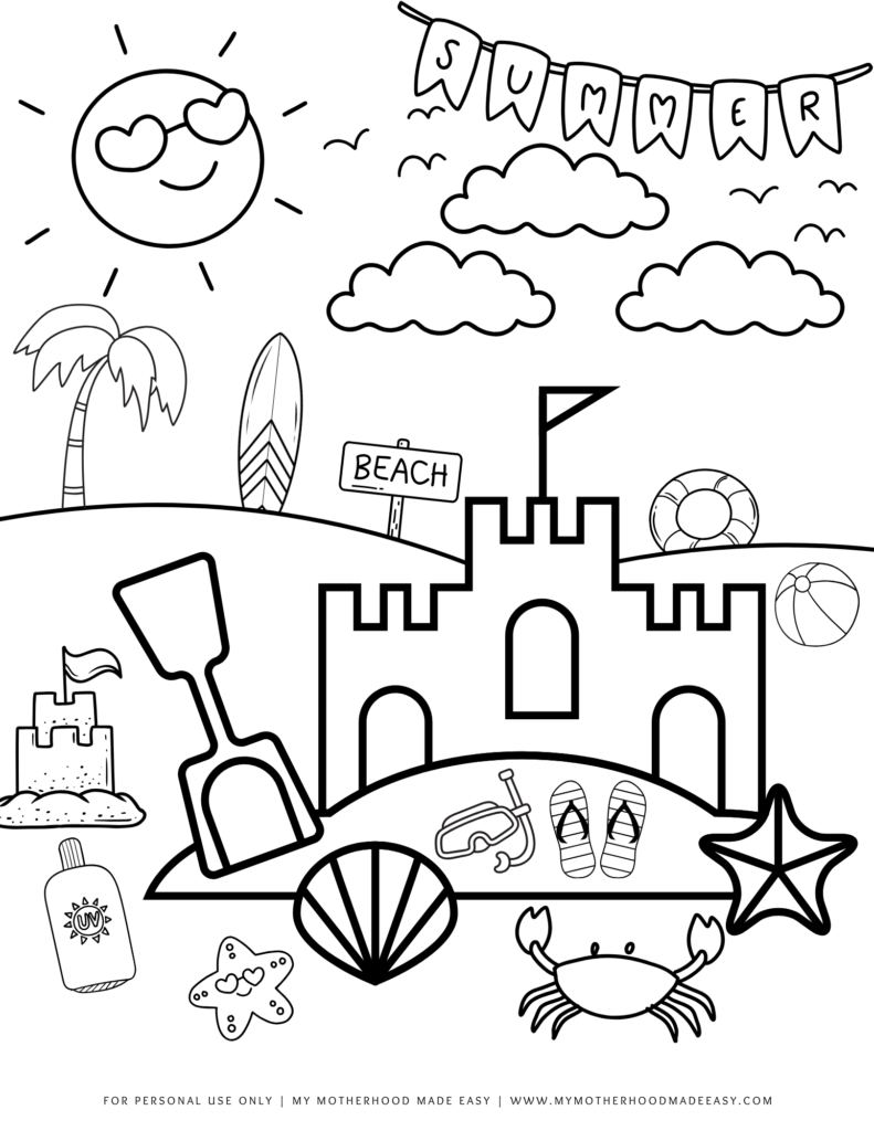 beach scenes - summer coloring pages