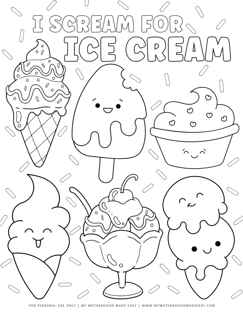 ice cream coloring pages - summer coloring pages