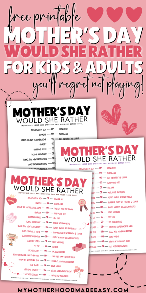 mothers day would she rather - would you rather - mother's day games