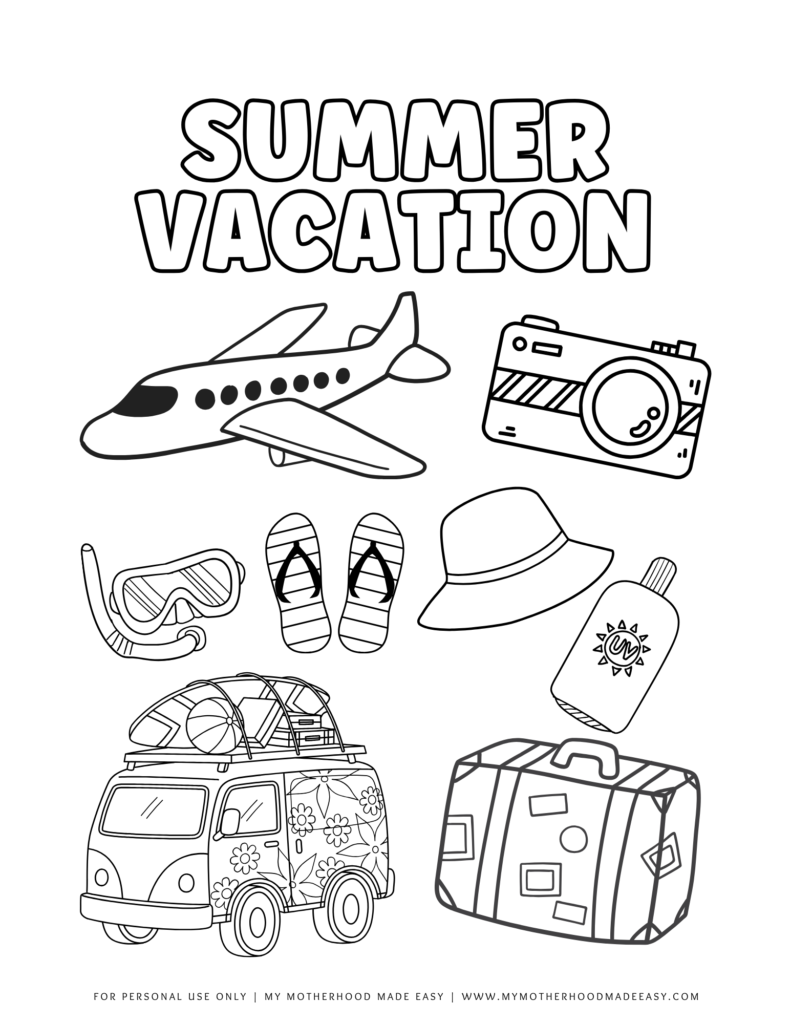 summer vacation -  Summer coloring pages