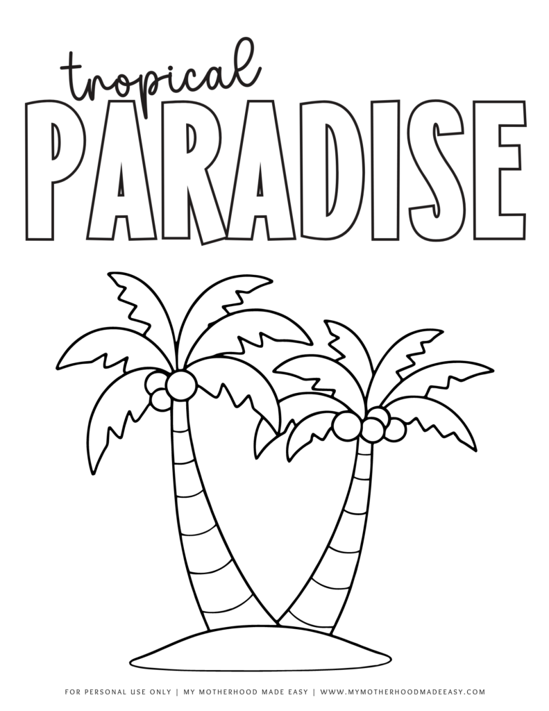 tropical paradise - Summer coloring pages