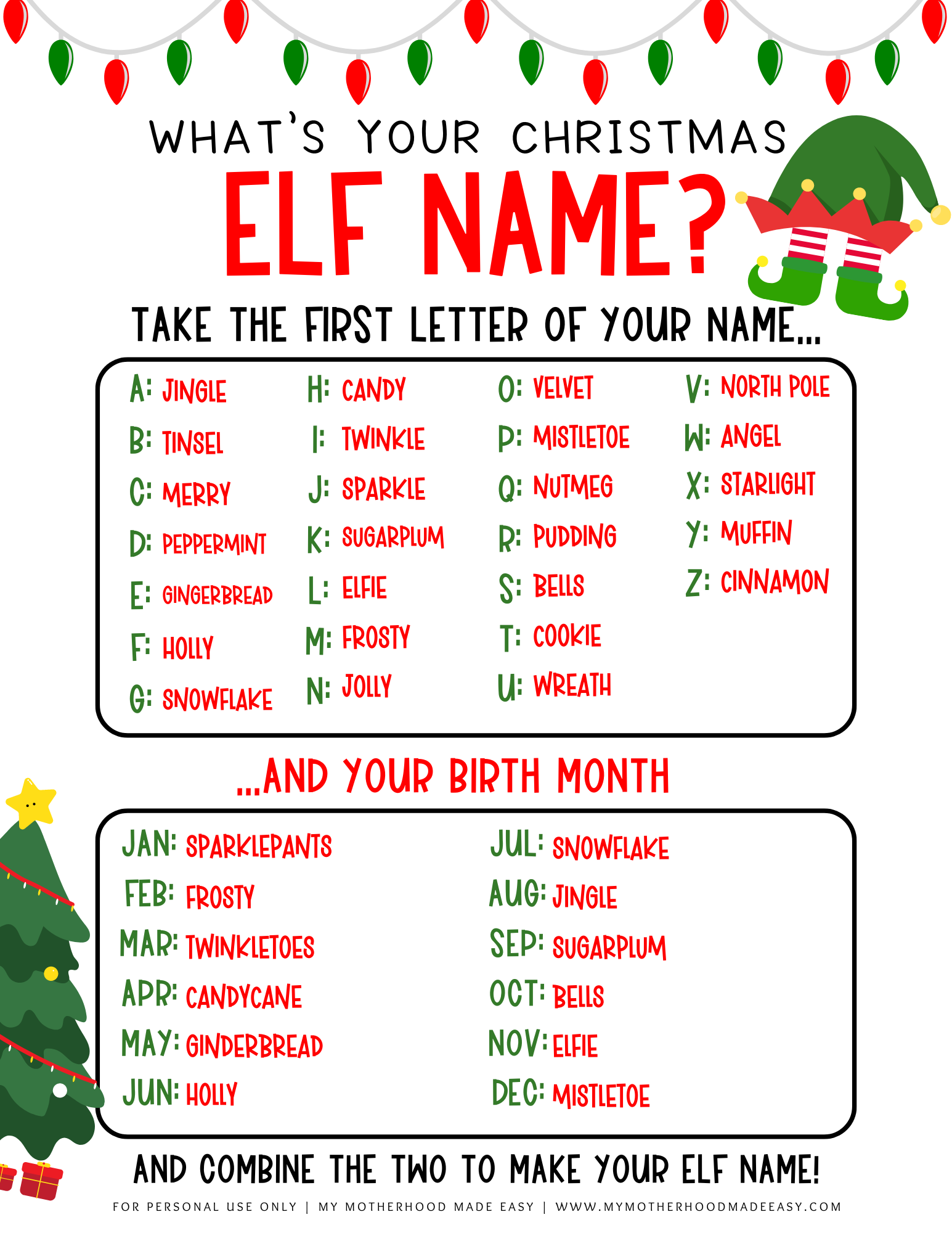 FREE Christmas Elf Name Generator - Christmas Elf Name Generator Printable 