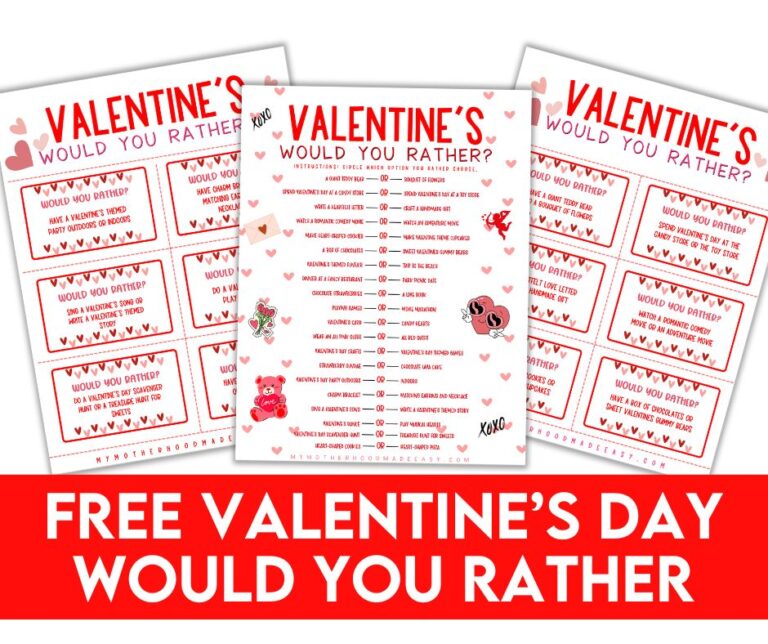 30 Valentine’s Day Would You Rather Questions for Kids – My Motherhood ...