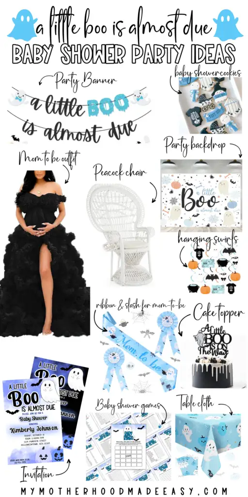 DIY Blue A Little Boo is Almost Due baby shower ideas